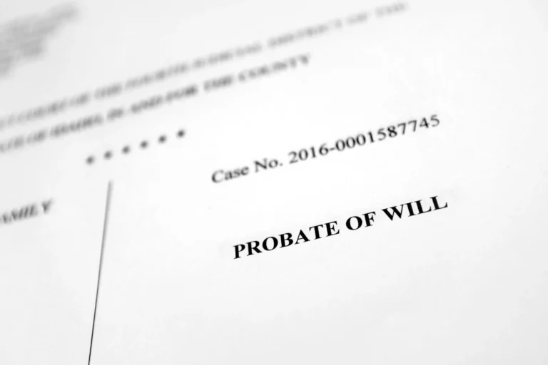 Legal document titled “Probate of Will” showing an official case number on court paperwork.