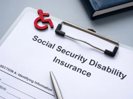 Social Security Disability Insurance document with disability symbol representing SSI and Medicaid benefit eligibility concerns after a settlement.